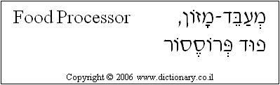 'Food Processor' in Hebrew