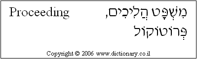 'Proceeding' in Hebrew
