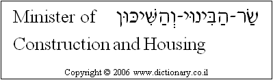 'Minister of Construction and Housing' in Hebrew