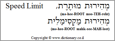 'Speed Limit' in Hebrew
