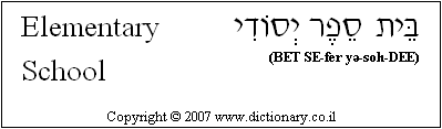 'Elementary School' in Hebrew