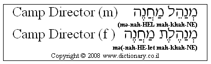 'Camp Director' in Hebrew