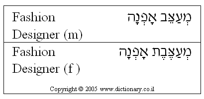 'Fashion Designer' in Hebrew