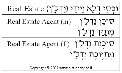 'Real Estate Agent' in Hebrew