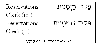'Reservations Clerk' in Hebrew
