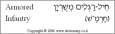 'Armored Infantry' in Hebrew
