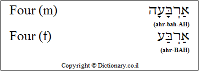 'Four' in Hebrew 'Four' in Hebrew