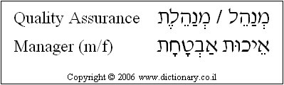 'Quality Assurance Manager' in Hebrew