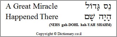 'A Great Miracle Happened There' in Hebrew 'A Great Miracle Happened There' in Hebrew