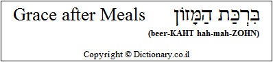 'Grace After Meals' in Hebrew 'Grace After Meals' in Hebrew
