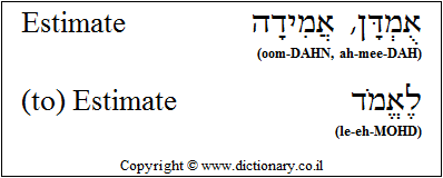 'Estimate' in Hebrew