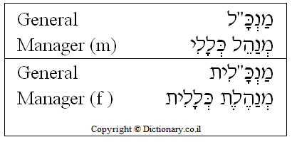 'General Manager' in Hebrew 'General Manager' in Hebrew